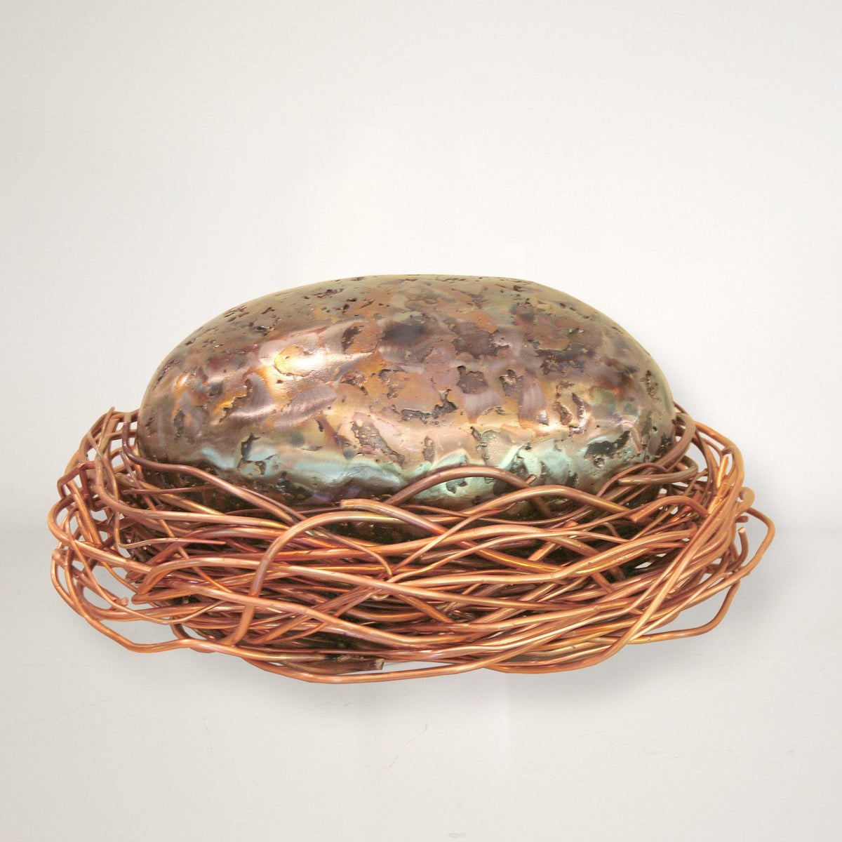 Steel egg sculpture at the Lago Luna Metal Art Studio