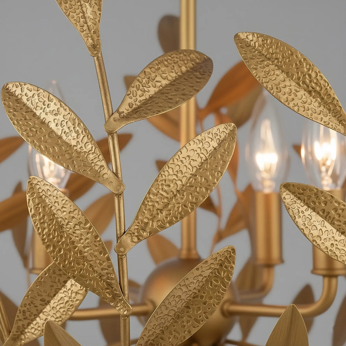 Volado Crown Chandelier detail in gold finish.