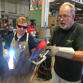 Marc Staples and Cassandra Gooding working on a commissioned piece for the Ritz Carlton Hotel in Sarasota, Florida.