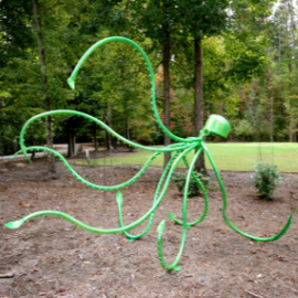 A huge metal sculpture of an octopus from the Lago Luna Metal Art Studio